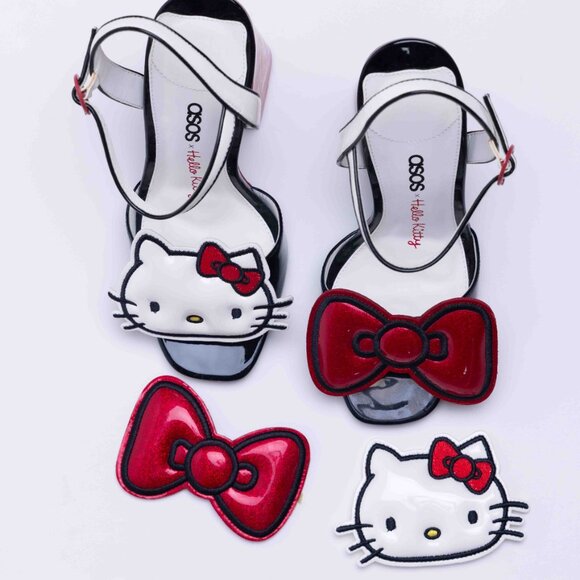 RARE! Asos x Hello Kitty Glitter Heels with Interchangeable Bows - Picture 1 of 6